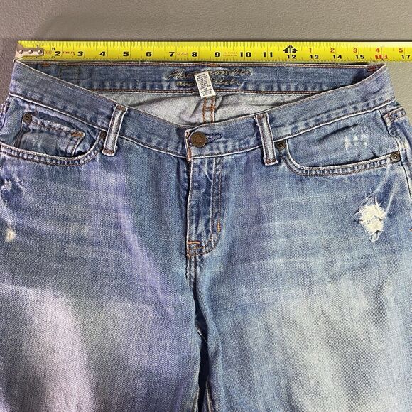 ABERCROMBIE & FITCH Jeans Low Rise Bootcut Flare Distressed Emma Women 8 8S Blue - Picture 4 of 9